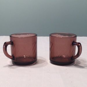 Two Amethyst Mexican Glass Coffee Mugs